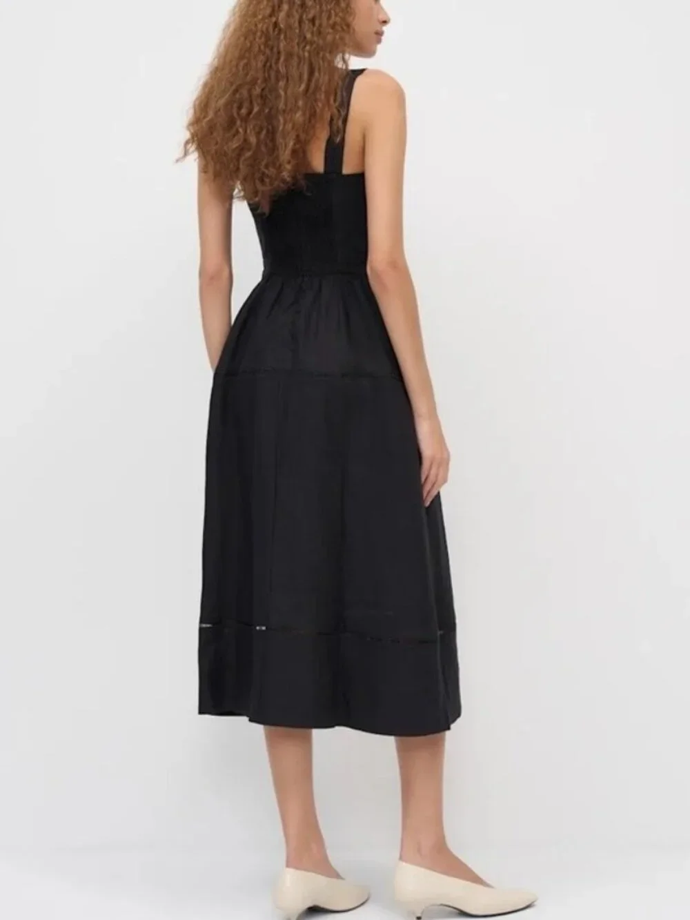 NEW Reformation Everett Sleeveless Linen Embroidered Midi Dress | US 6 UK 10 - Picture 3 of 15